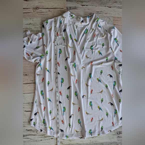 Charter Club Women's 3/4 Sleeve Printed Pleat-Neck Top Size XL Petite - Picture 5 of 11